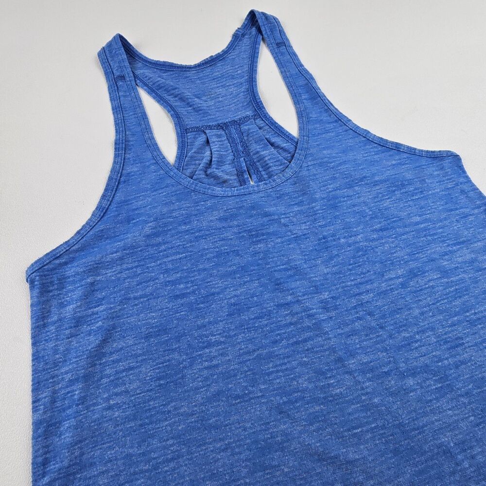 Lululemon Womens Blue Heather Racerback Tank Keyhole Open Back Yoga Est 8 10